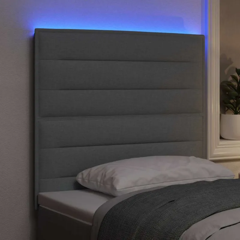 LED galvūgalis su LED juostelėmis Šviesiai pilka 100 cm audinys