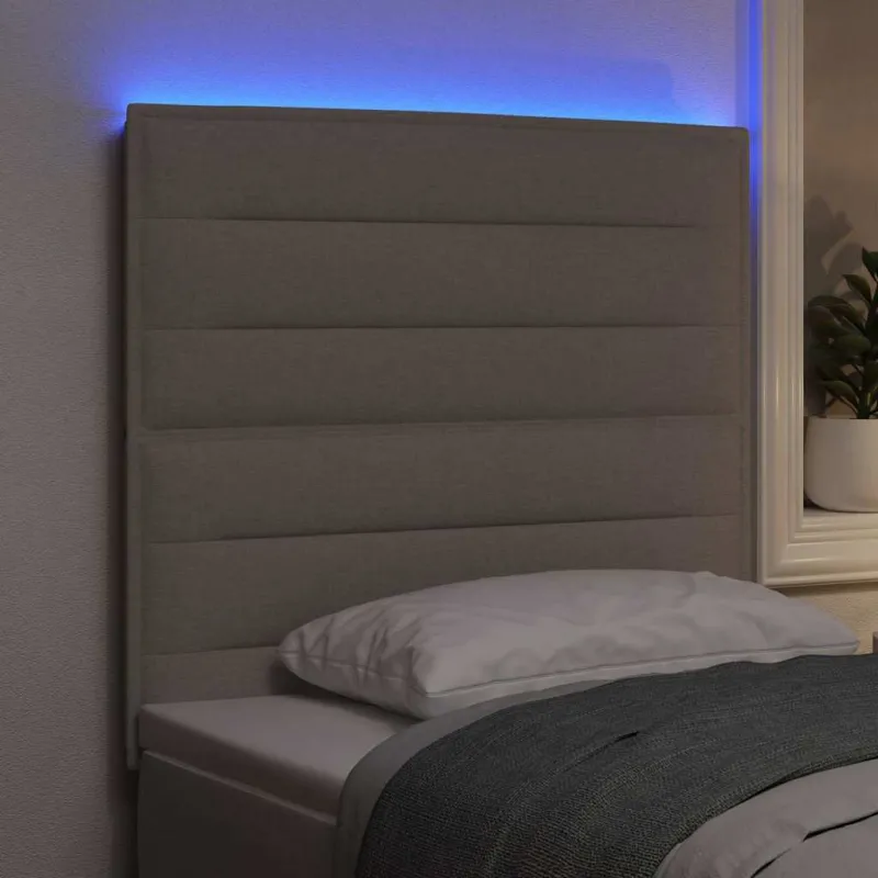LED galvūgalis su LED juostelėmis Taupe 100 cm audinys