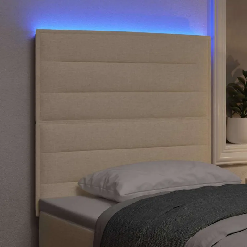 LED galvūgalis su LED juostelėmis Kreminė 100 cm audinys