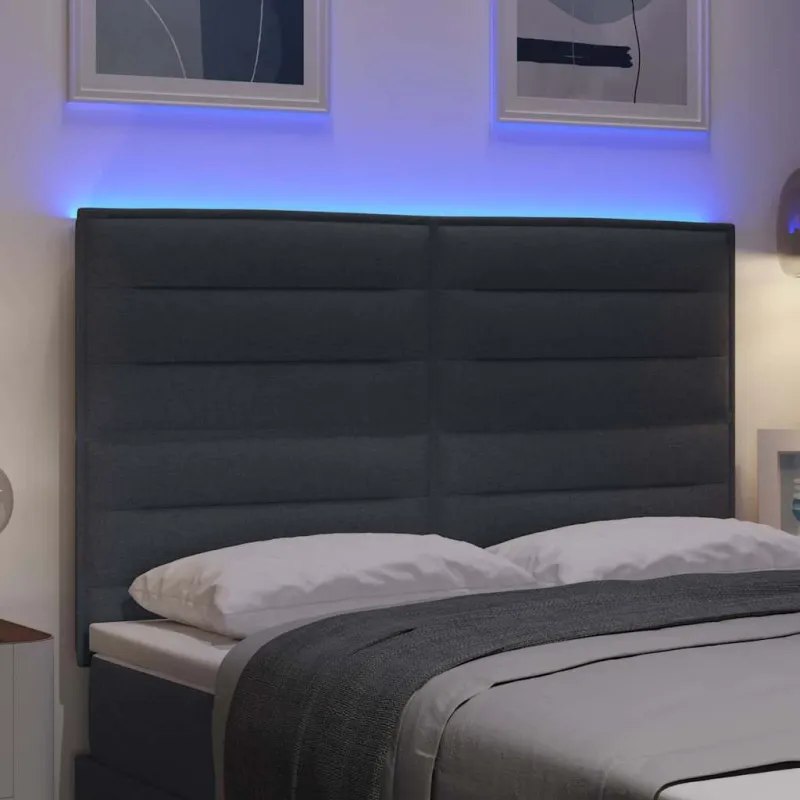 LED galvūgalis su LED juostelėmis Tamsiai pilka 144 cm audinys