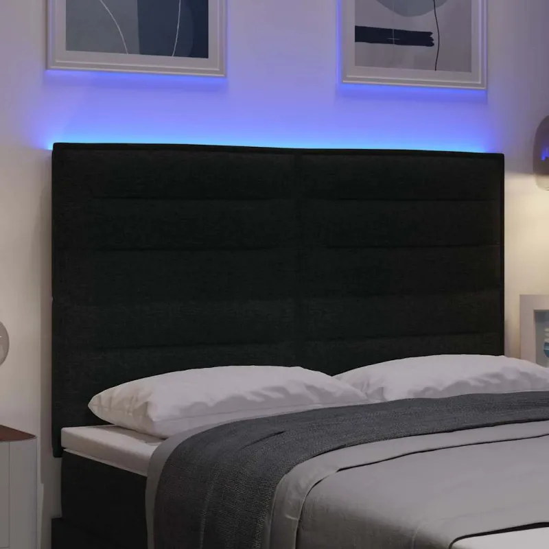 LED galvūgalis su LED juostelėmis Juodas 144 cm audinys