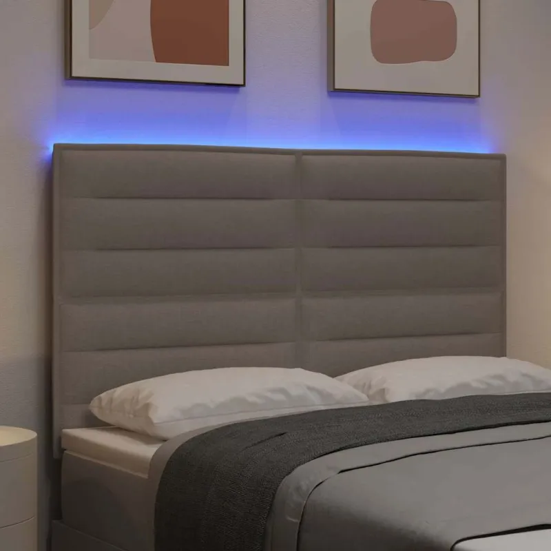 LED galvūgalis su LED juostelėmis Taupe 144 cm audinys