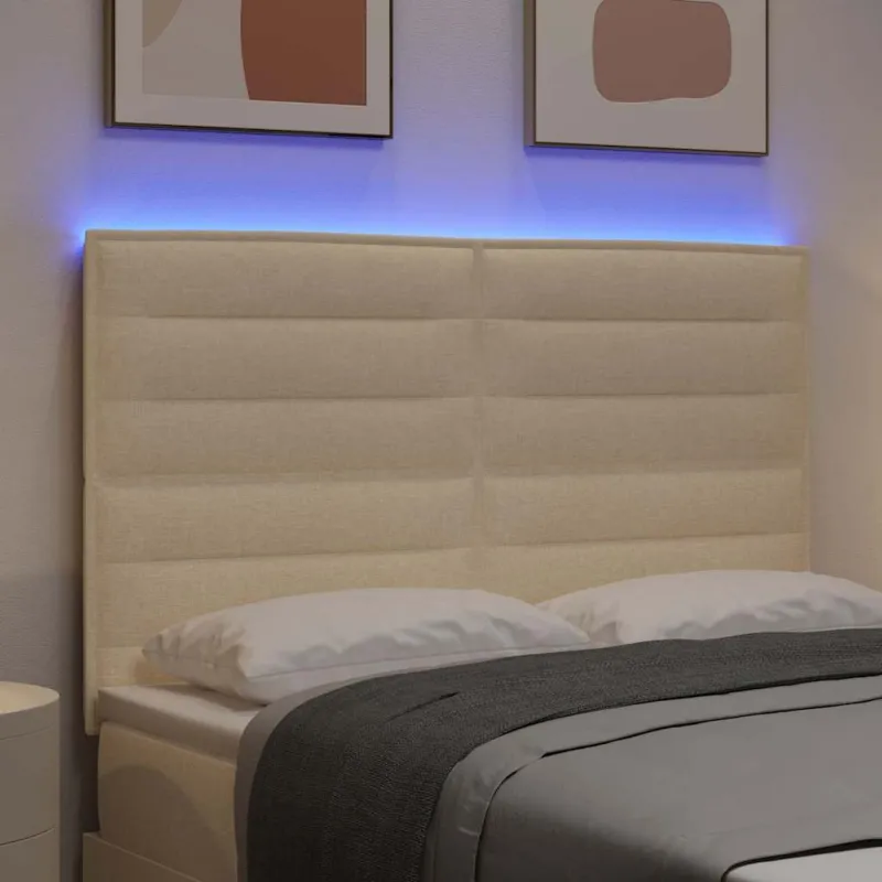 LED galvūgalis su LED juostelėmis Kreminė 144 cm audinys