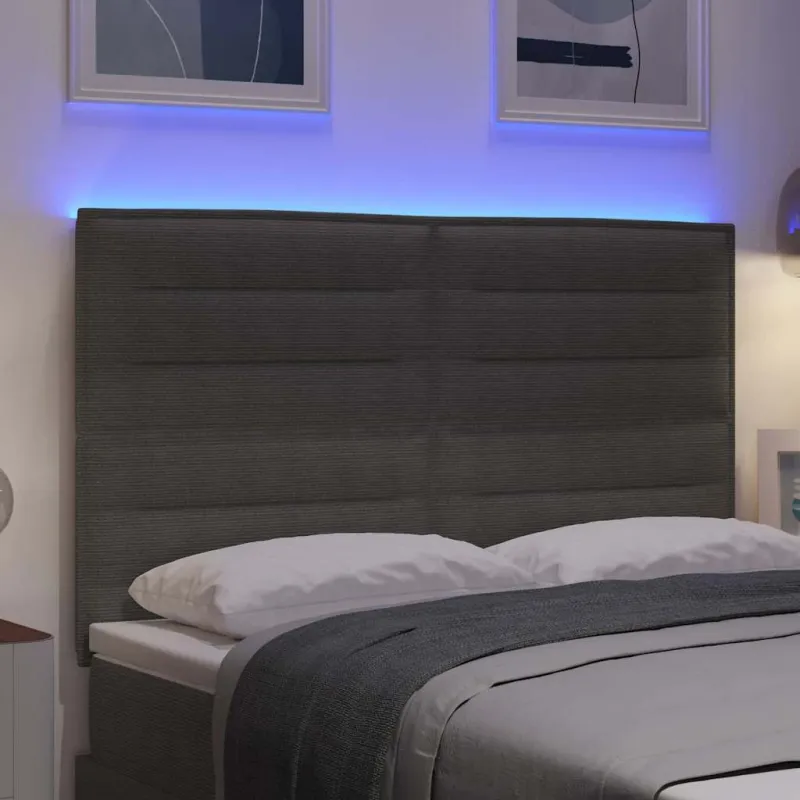 LED galvūgalis Šviesiai pilka 144 cm Kordūrinis audinys