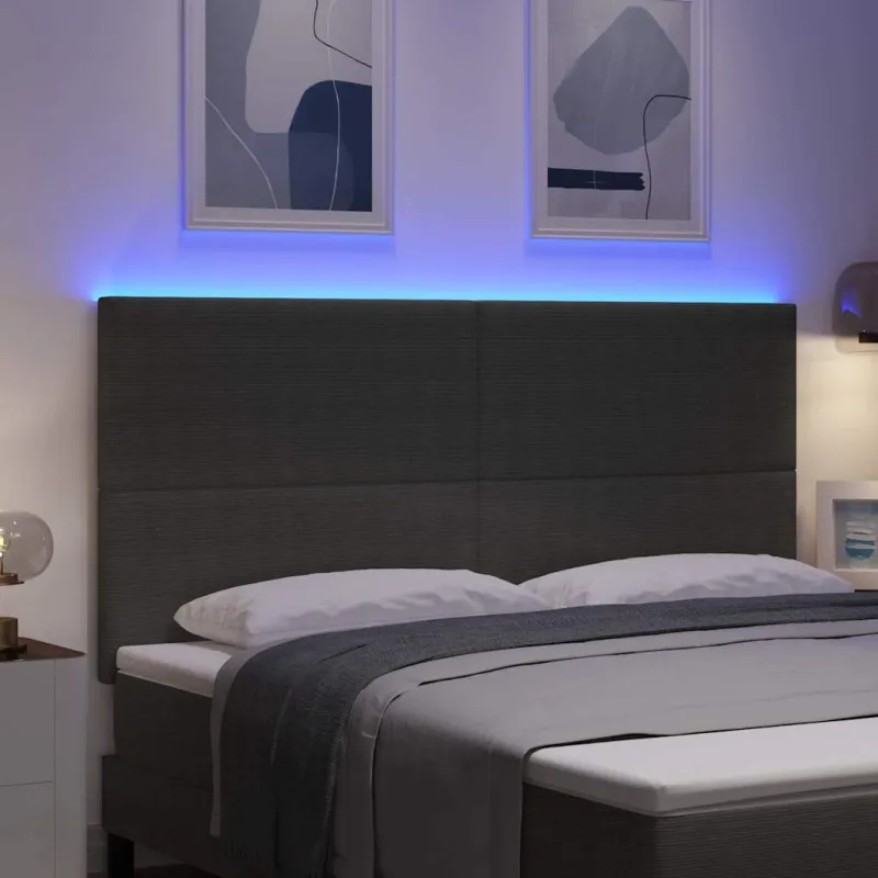 LED galvūgalis Šviesiai pilka 180 cm Kordūrinis audinys