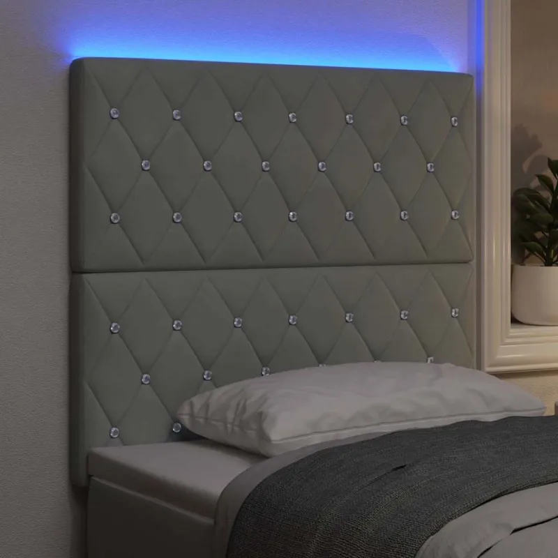 LED galvūgalis su LED juostelėmis Šviesiai pilka 100 cm Aksomas