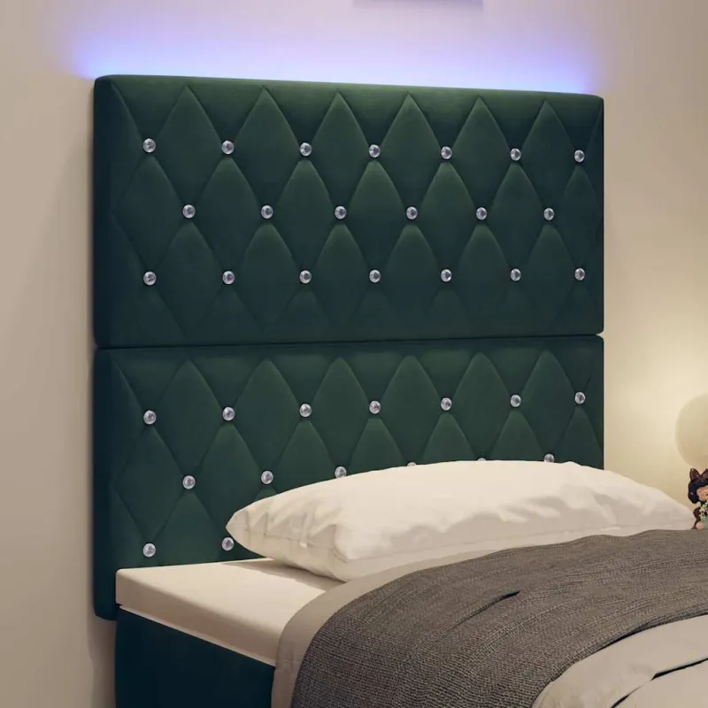 LED galvūgalis su LED juostelėmis Tamsiai žalia 100 cm Aksomas