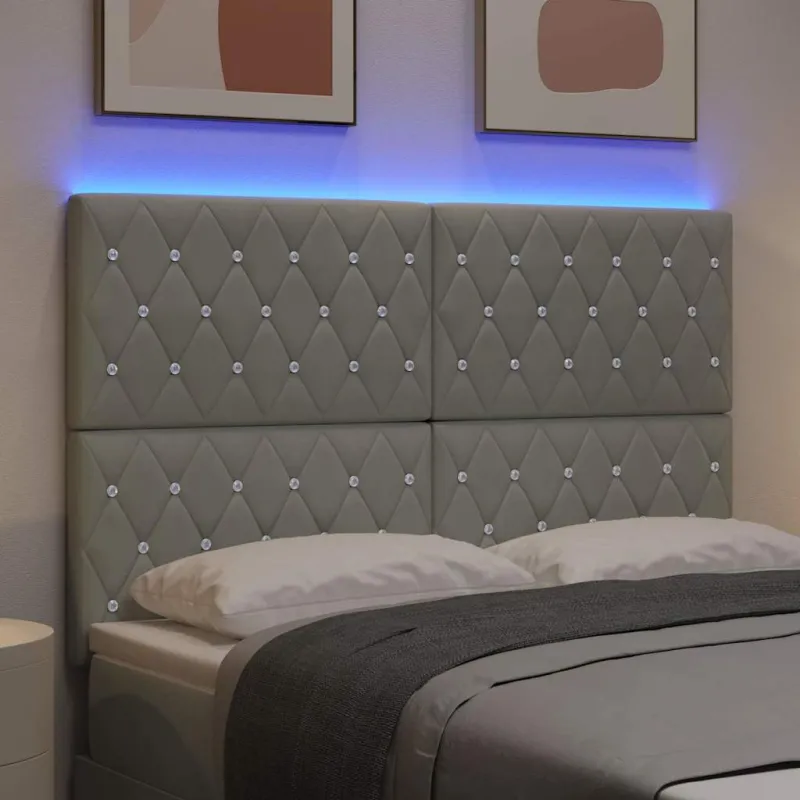 LED galvūgalis su LED juostelėmis Šviesiai pilka 160 cm Aksomas