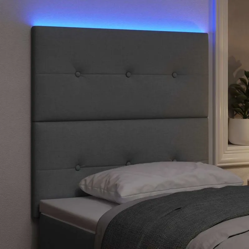 LED galvūgalis su LED juostelėmis Šviesiai pilka 80 cm audinys