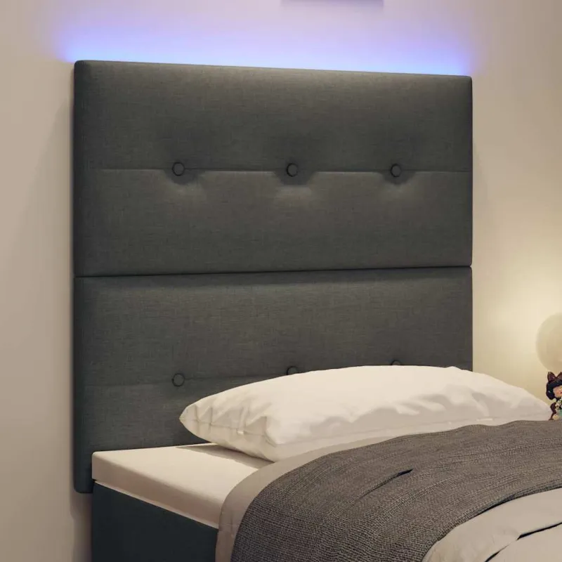 LED galvūgalis su LED juostelėmis Tamsiai pilka 80 cm audinys