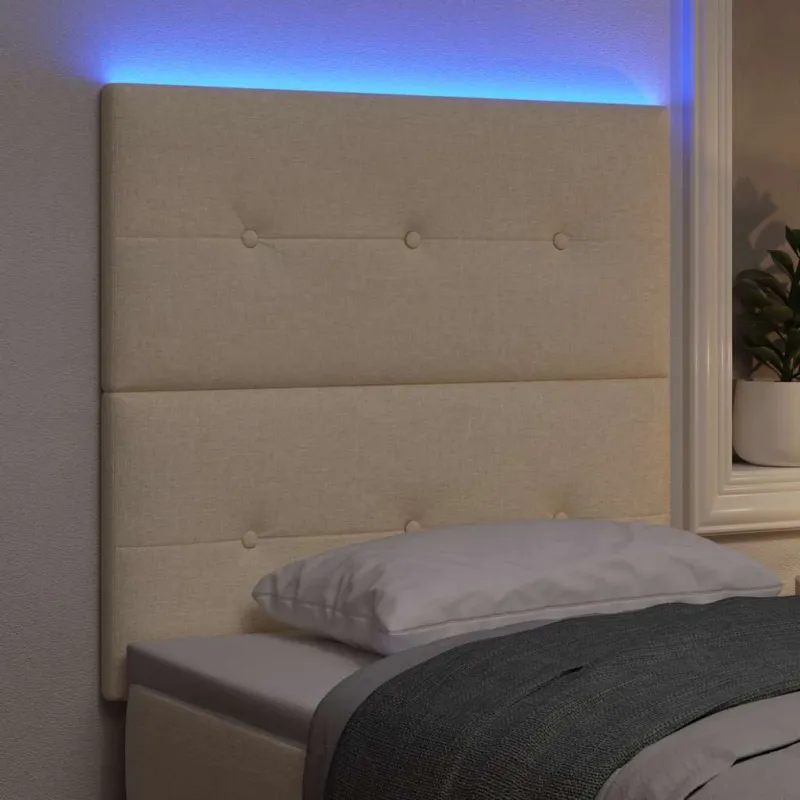 LED galvūgalis su LED juostelėmis Kreminė 80 cm audinys