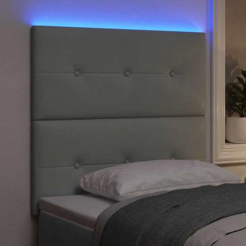 LED galvūgalis su LED juostelėmis Šviesiai pilka 80 cm Aksomas