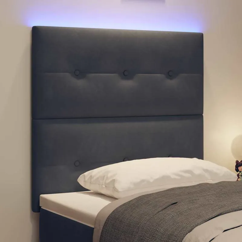 LED galvūgalis su LED juostelėmis Pilka 80 cm Aksomas