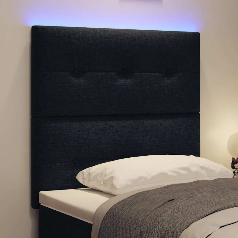 LED galvūgalis su LED juostelėmis Juodas 90 cm audinys