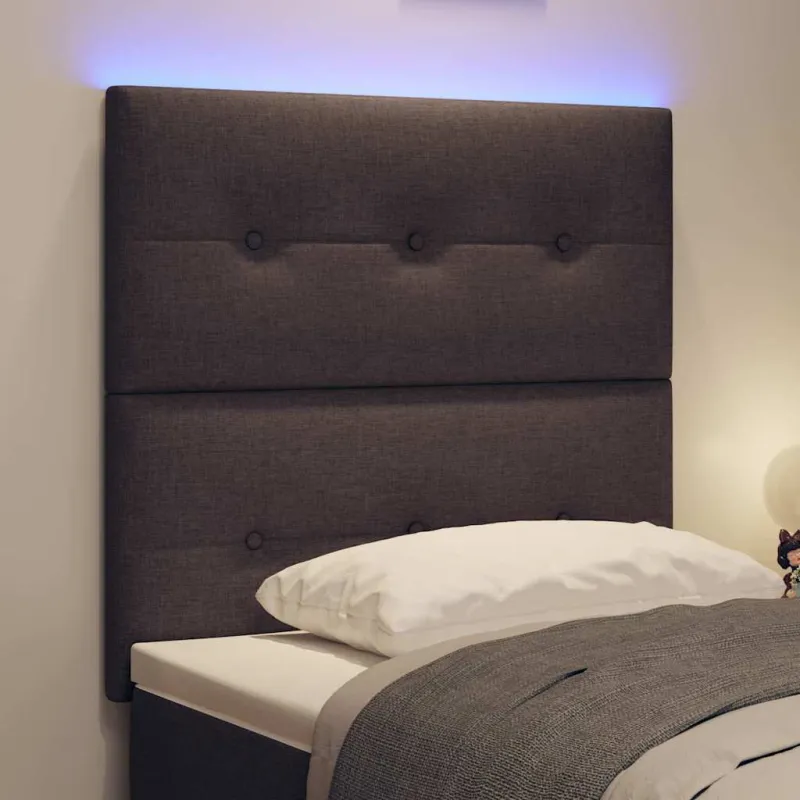 LED galvūgalis su LED juostelėmis Tamsiai rudas 90 cm audinys