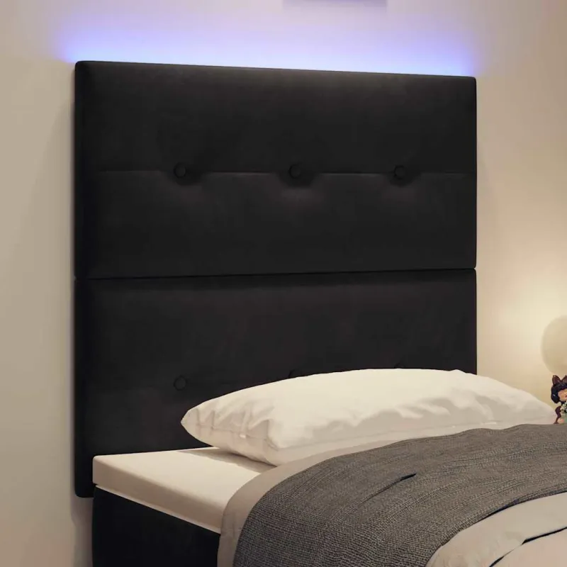 LED galvūgalis su LED juostelėmis Juodas 100 cm Aksomas