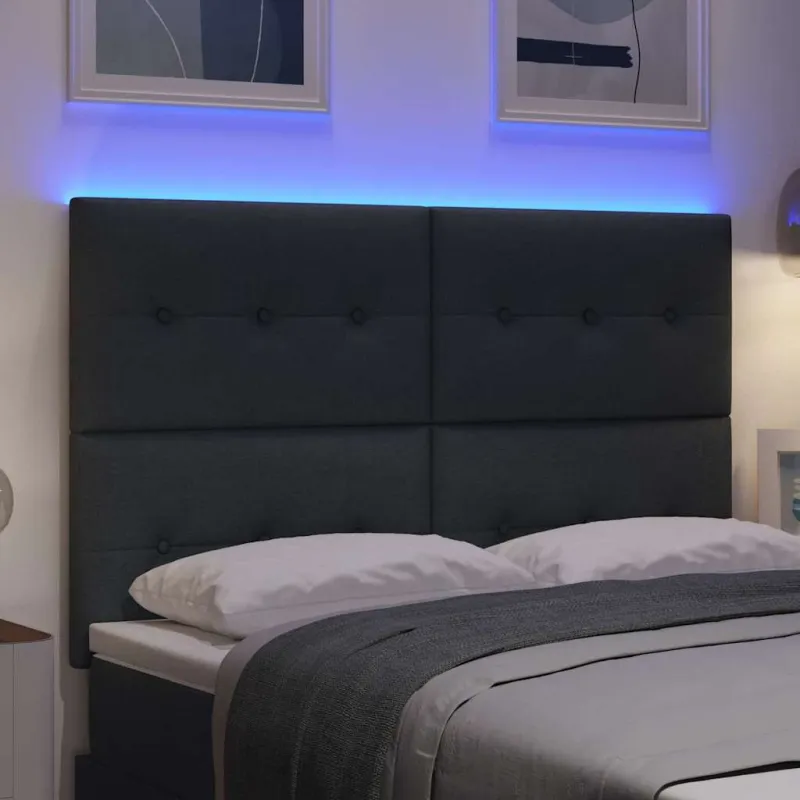 LED galvūgalis su LED juostelėmis Tamsiai pilka 144 cm audinys