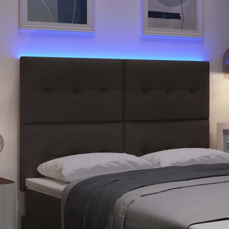 LED galvūgalis su LED juostelėmis Tamsiai rudas 144 cm audinys