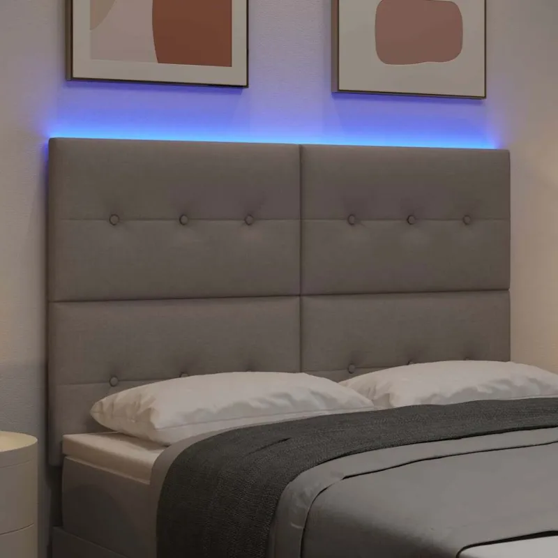 LED galvūgalis su LED juostelėmis Taupe 144 cm audinys