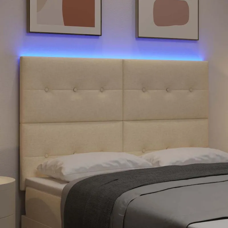 LED galvūgalis su LED juostelėmis Kreminė 144 cm audinys