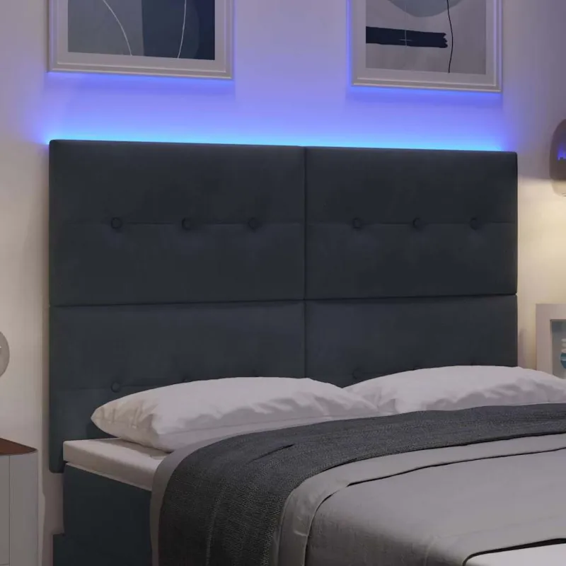 LED galvūgalis su LED juostelėmis Pilka 144 cm Aksomas