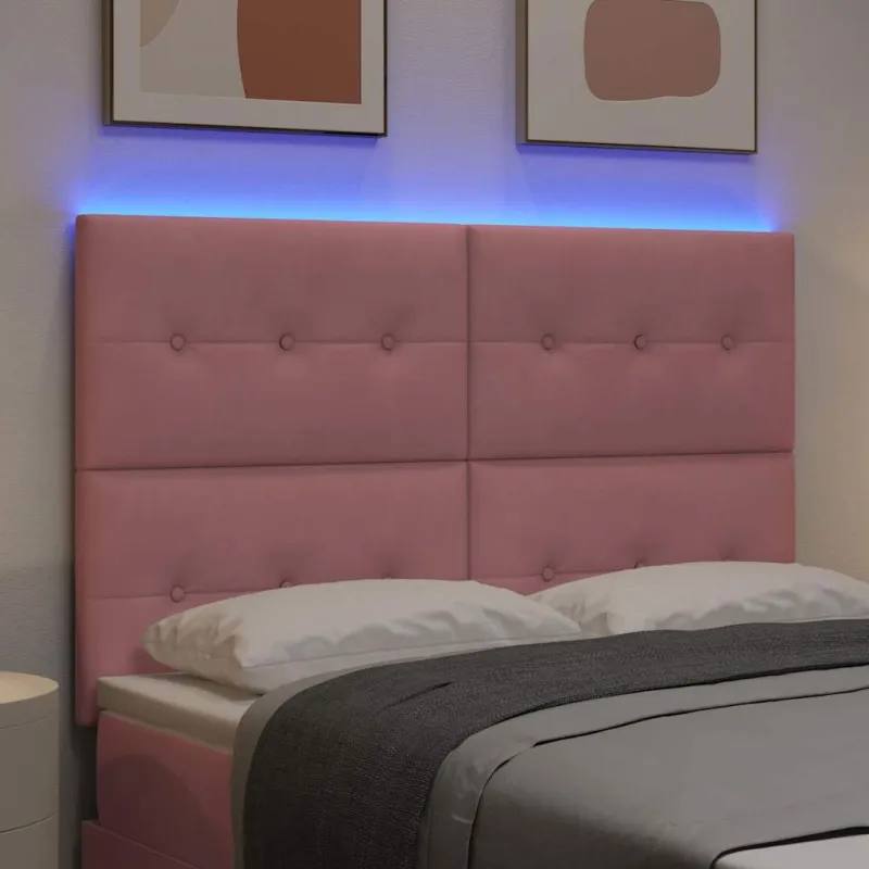 LED galvūgalis su LED juostelėmis Rožinė 144 cm Aksomas