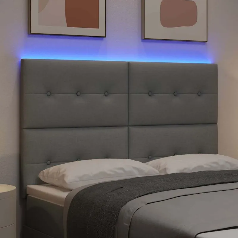 LED galvūgalis su LED juostelėmis Šviesiai pilka 160 cm audinys