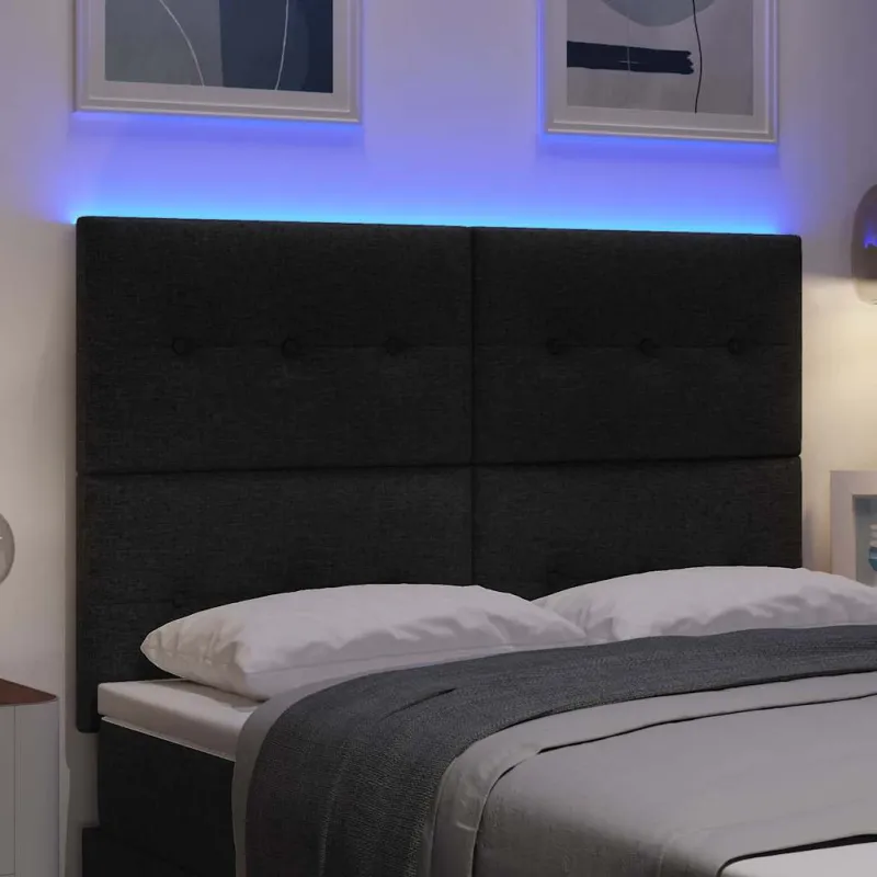 LED galvūgalis su LED juostelėmis Juodas 160 cm audinys