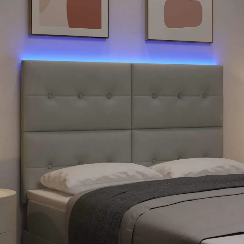 LED galvūgalis su LED juostelėmis Šviesiai pilka 160 cm Aksomas