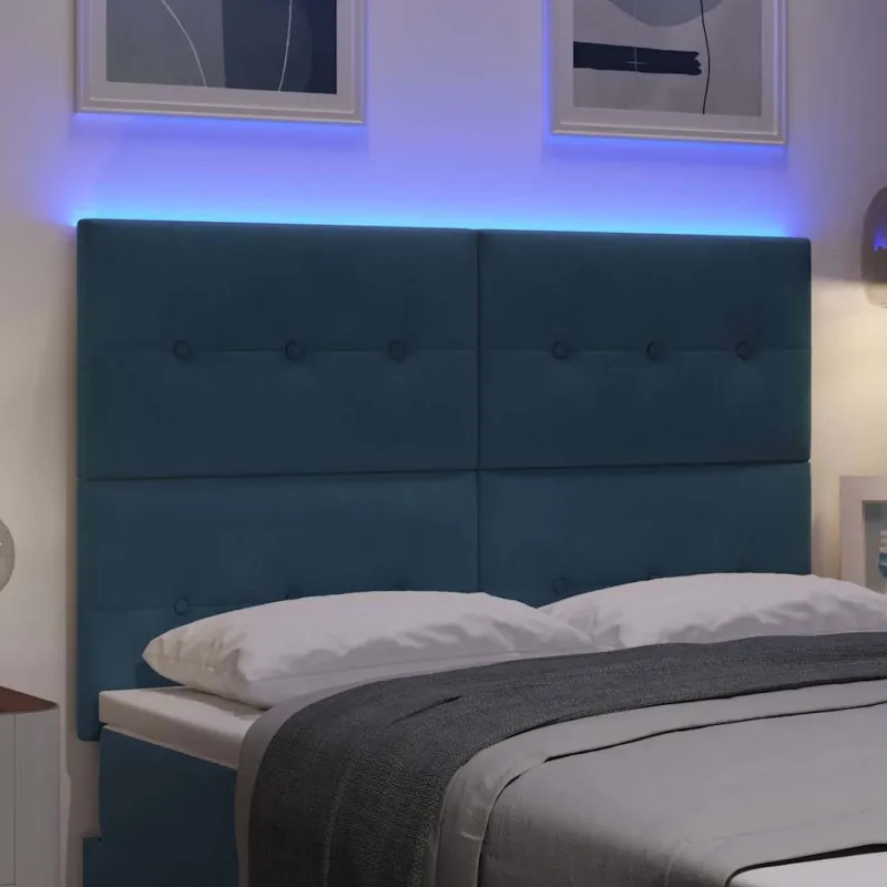 LED galvūgalis su LED juostelėmis Mėlyna 160 cm Aksomas