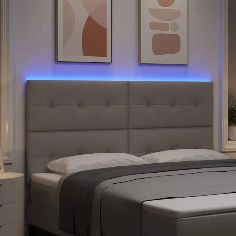 LED galvūgalis su LED juostelėmis Taupe 180 cm audinys