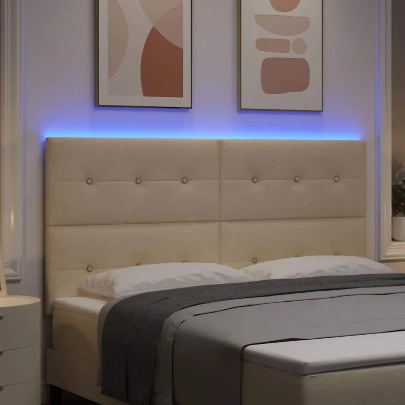 LED galvūgalis su LED juostelėmis Kreminė 180 cm audinys