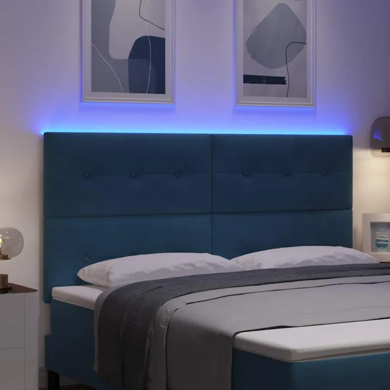 LED galvūgalis su LED juostelėmis Mėlyna 180 cm Aksomas