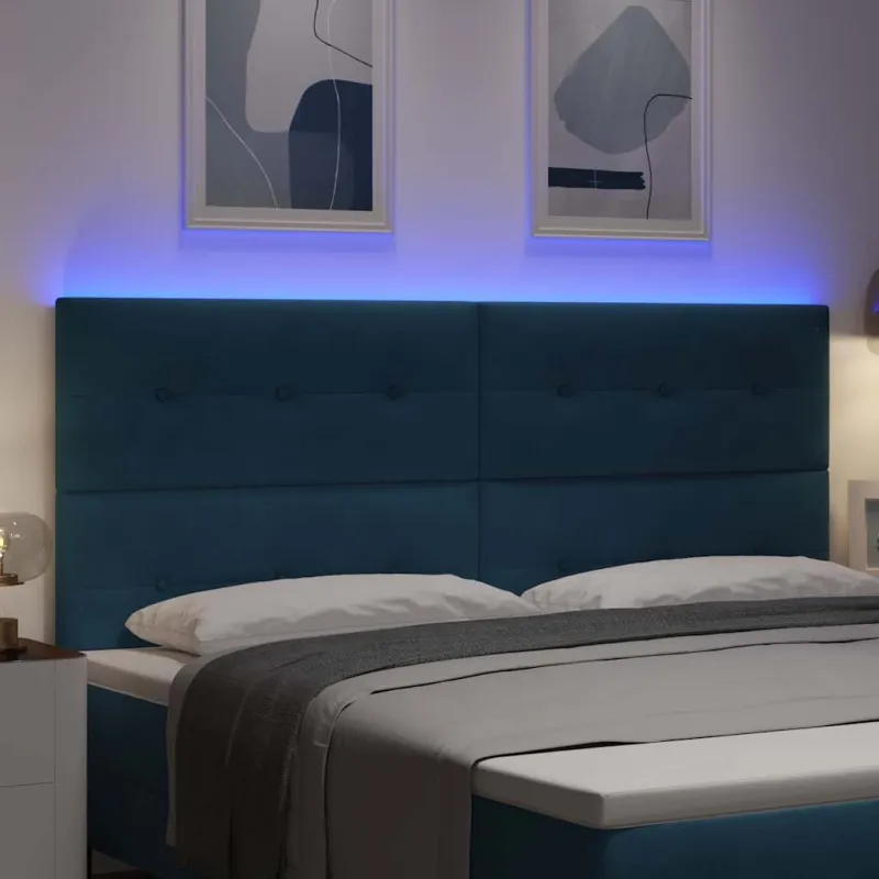 LED galvūgalis su LED juostelėmis Mėlyna 200 cm Aksomas