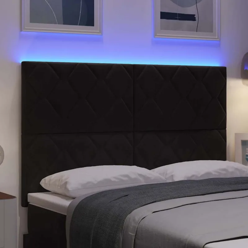 LED galvūgalis Juodas 144 cm Aksomas