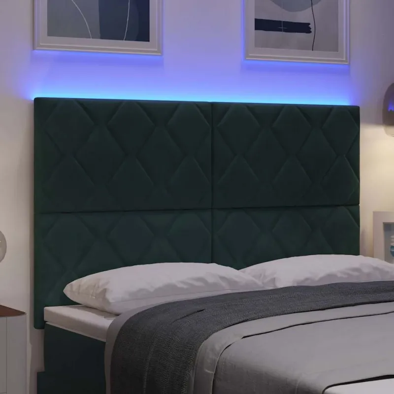 LED galvūgalis Tamsiai žalia 144 cm Aksomas