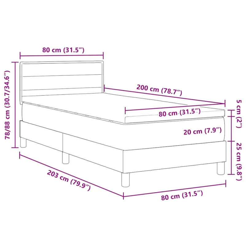 Kiemas lova su galvūgalio Tamsiai rudas 80 x 200 cm audinys