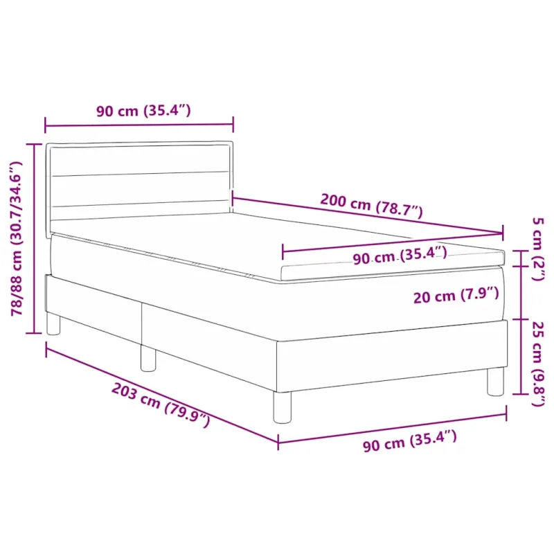 Kiemas lova su galvūgalio Tamsiai rudas 90 x 200 cm audinys