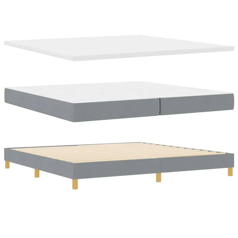Kiemas lova su pagalve Šviesiai pilka 200 x 200 cm audinys