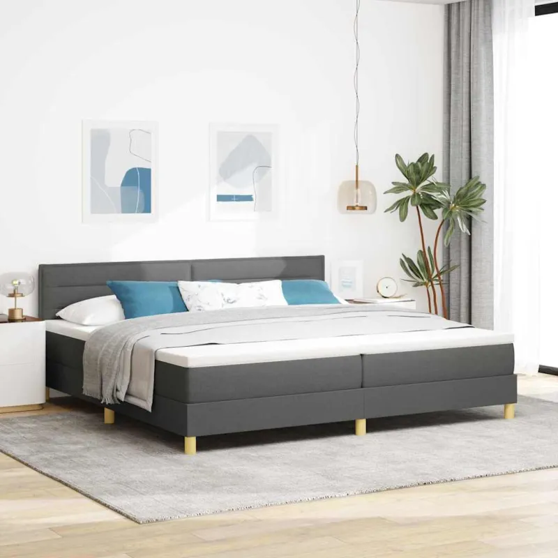 Kiemas lova su pagalve Tamsiai pilka 200 x 200 cm audinys