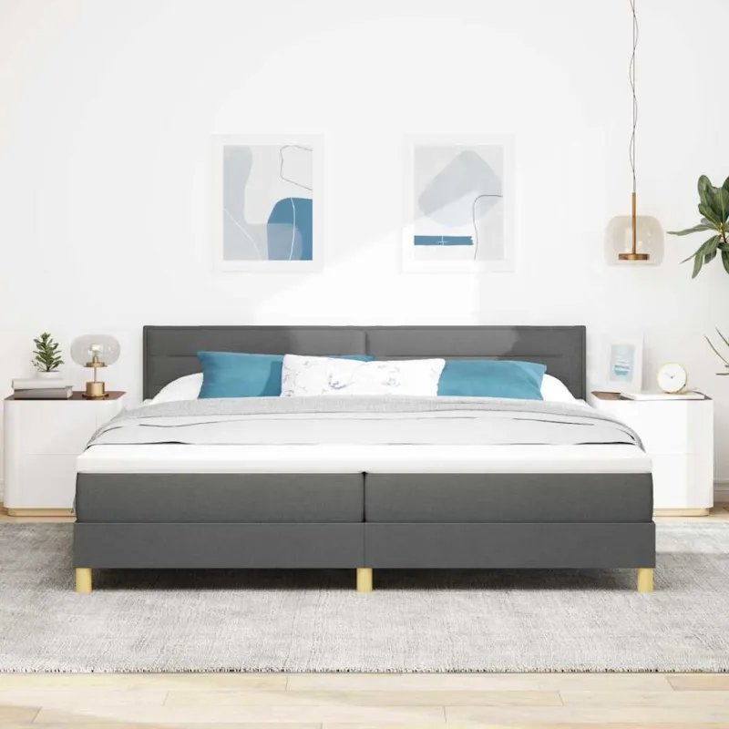 Kiemas lova su pagalve Tamsiai pilka 200 x 200 cm audinys