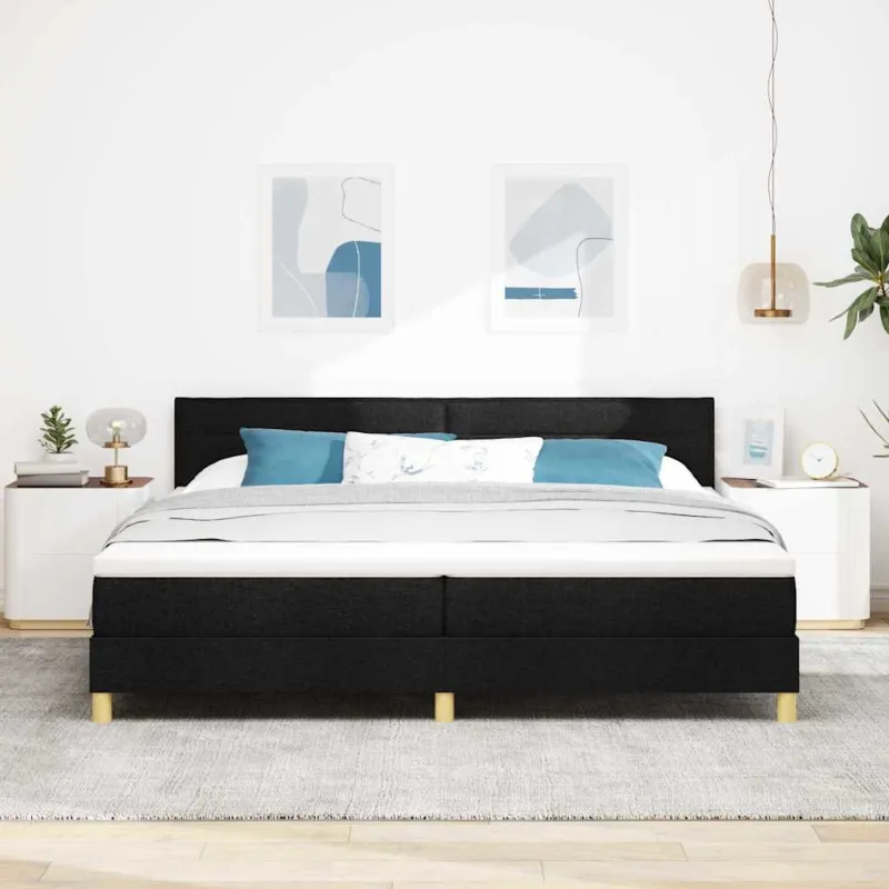 Kiemas lova su pagalve su galvūgalio Juoda 200 x 200 cm audinys