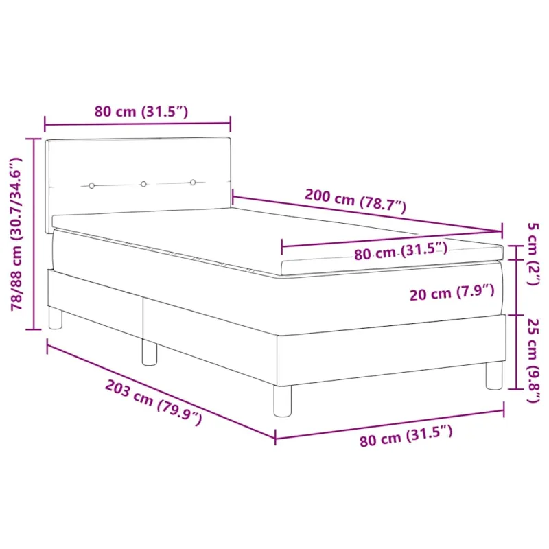 Kiemas lova su pagalve Tamsiai rudas 80 x 200 cm audinys