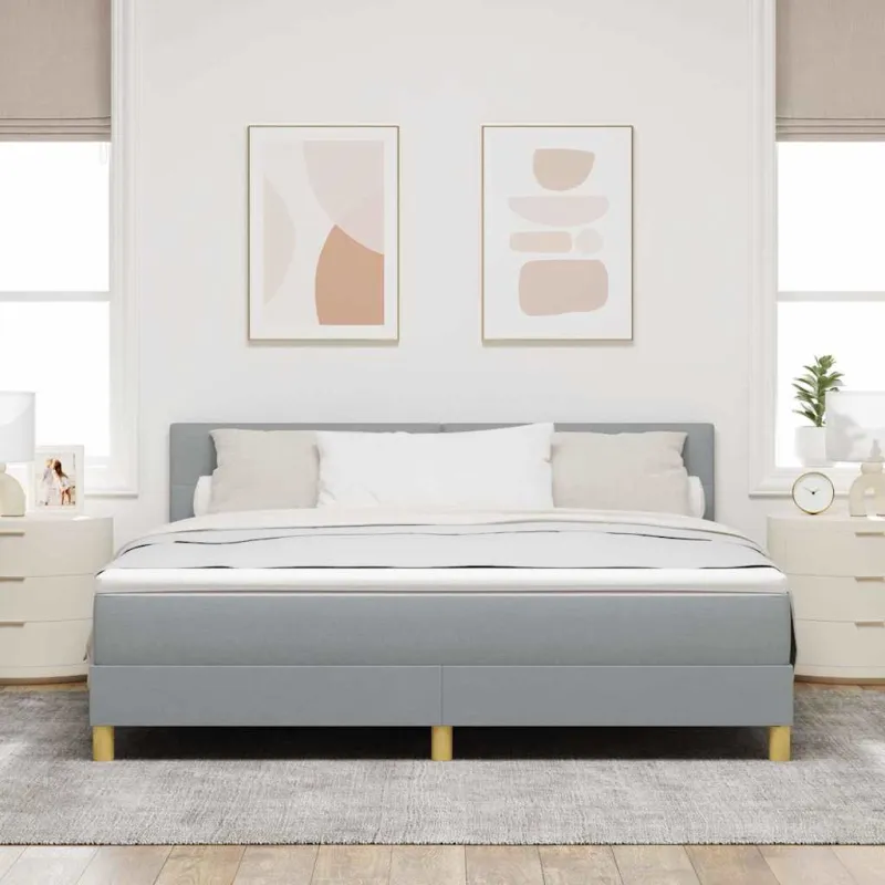 Kiemas lova su pagalve Šviesiai pilka 180 x 200 cm audinys