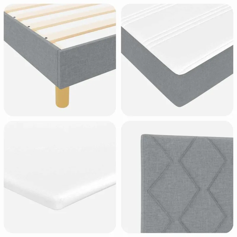 Kiemas lova su pagalve Šviesiai pilka 90 x 190 cm audinys