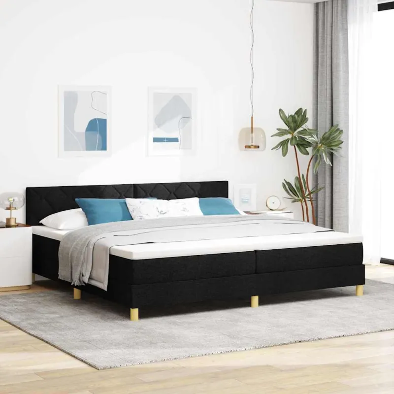 Kiemas lova su pagalve su galvūgalio Juoda 200 x 200 cm audinys