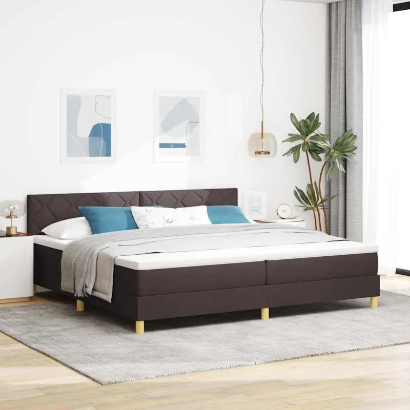 Kiemas lova su pagalve Tamsiai rudas 200 x 200 cm audinys