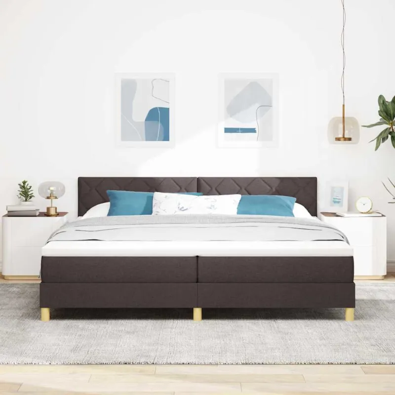Kiemas lova su pagalve Tamsiai rudas 200 x 200 cm audinys