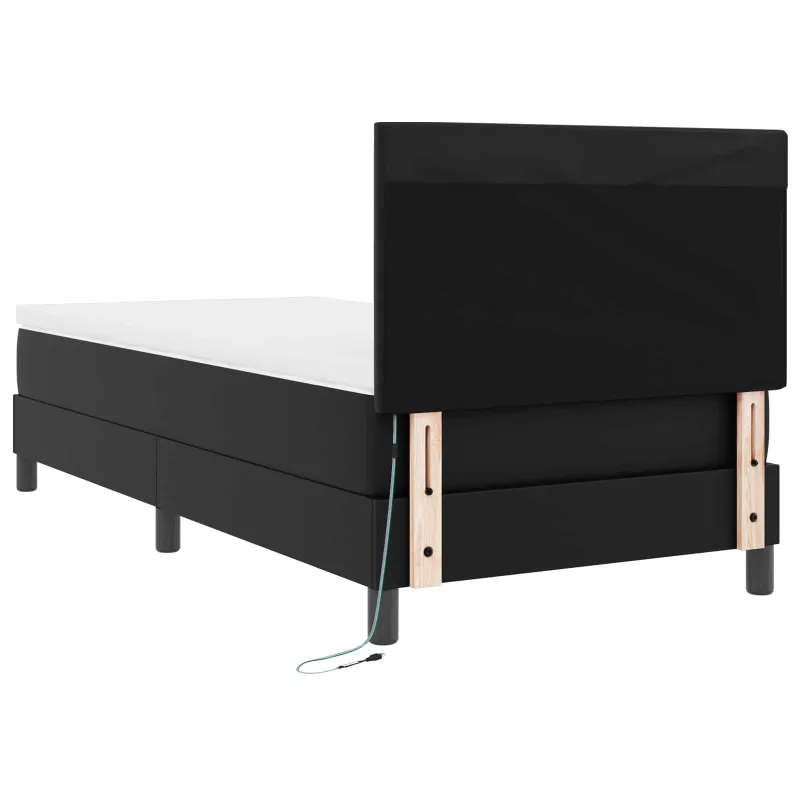 Kiemas lova su čiužiniu Juoda 90 x 200 cm Dirbtinė oda