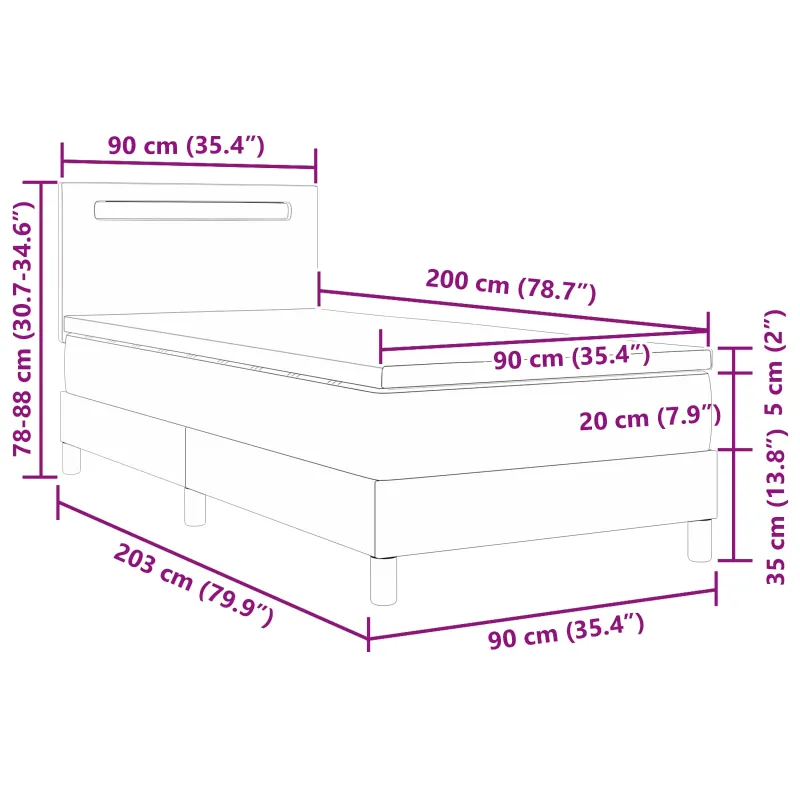 Kiemas lova su čiužiniu Kapučino 90 x 200 cm Dirbtinė oda